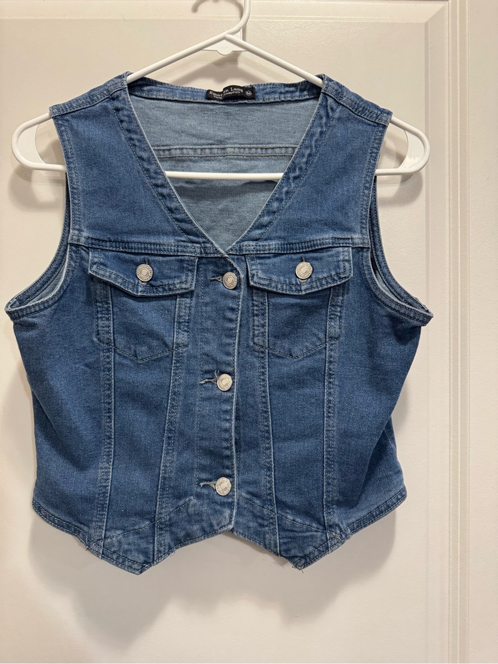 & Other Stories Blue Denim Button-Front Vest